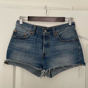 Levi’s 501 High Waisted Cut off Jean Shorts